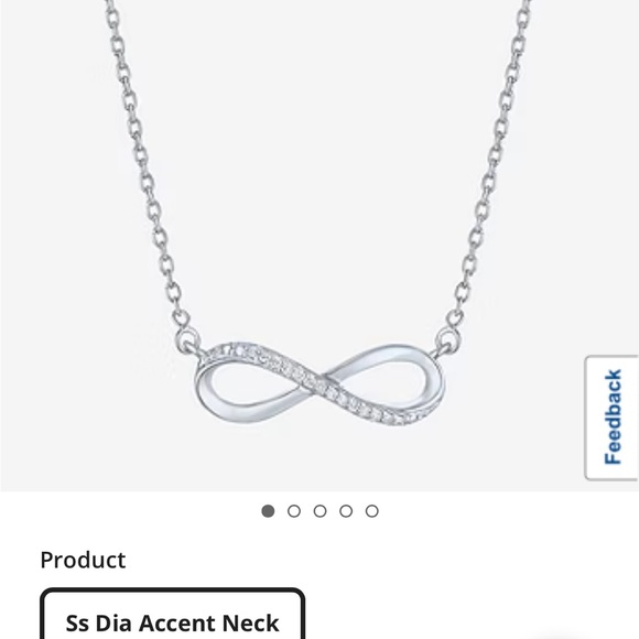 Silver Genuine Diamond Infinity Necklace-NWT - Picture 1 of 2